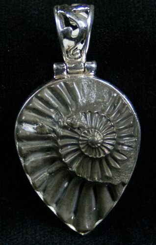 Pyrite Ammonite Pendant - Sterling Silver #7033